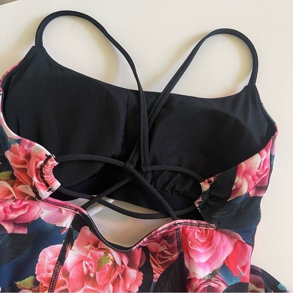 Lululemon Athletic Racerback Tank Secret Garden Floral Pink Black Running Size 8 - Picture 7 of 11